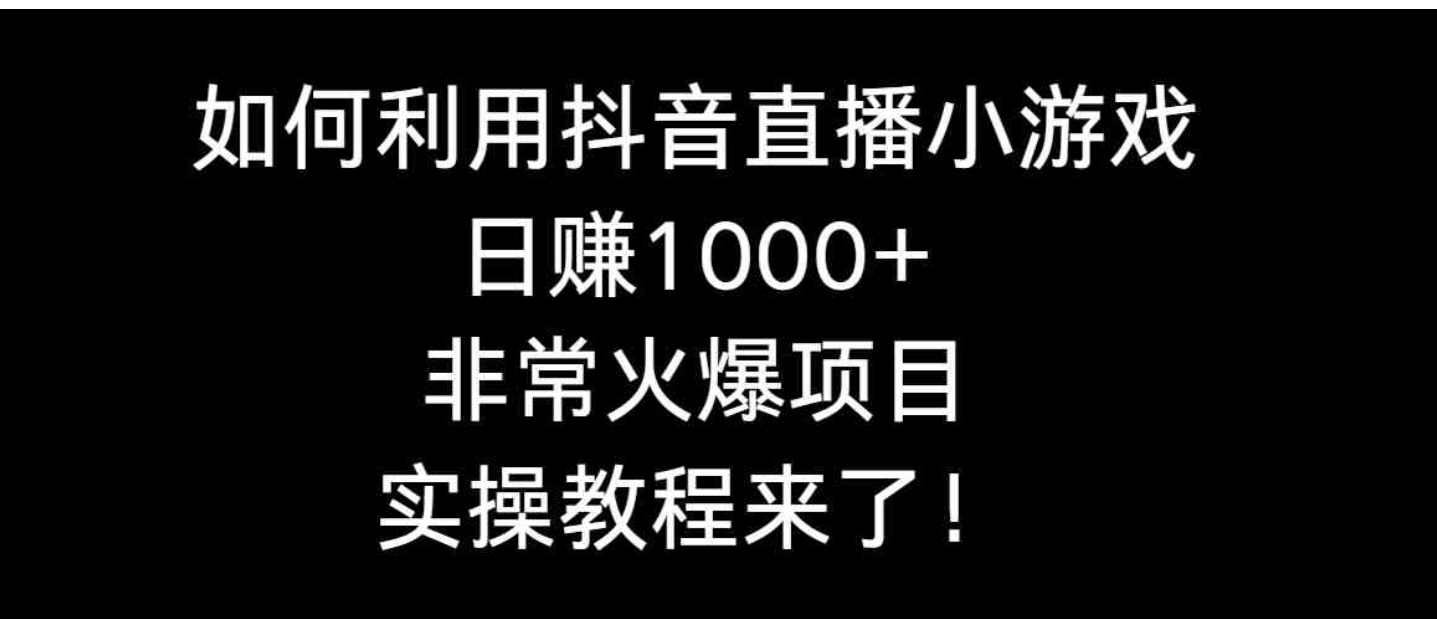 如何利用抖音直播小游戏日赚1000+，非常火爆项目，实操教程来了！-十一网创