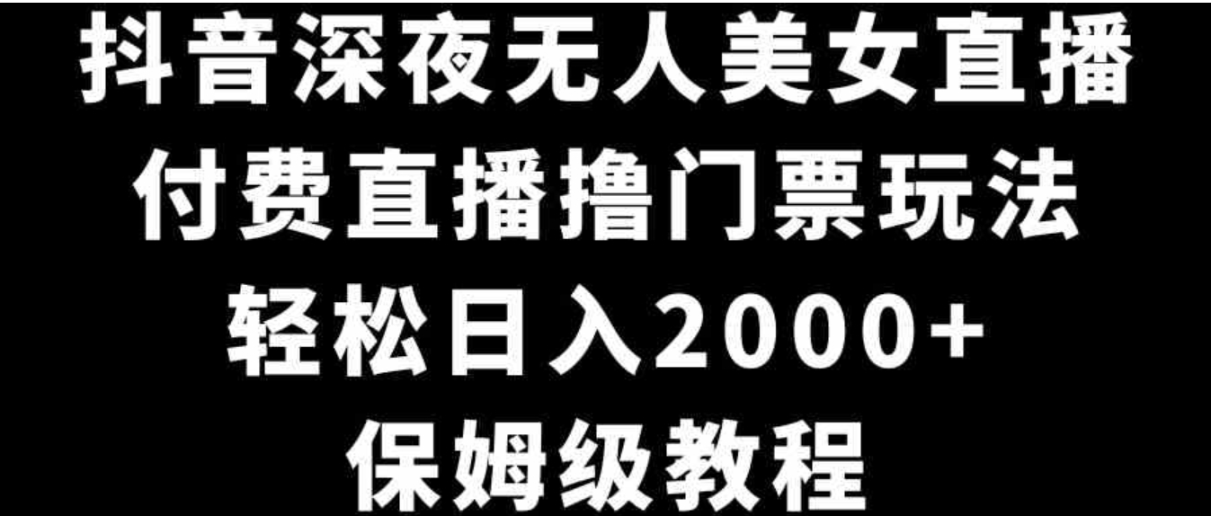 抖音深夜无人美女直播，付费直播撸门票玩法，轻松日入2000+，保姆级教程-十一网创