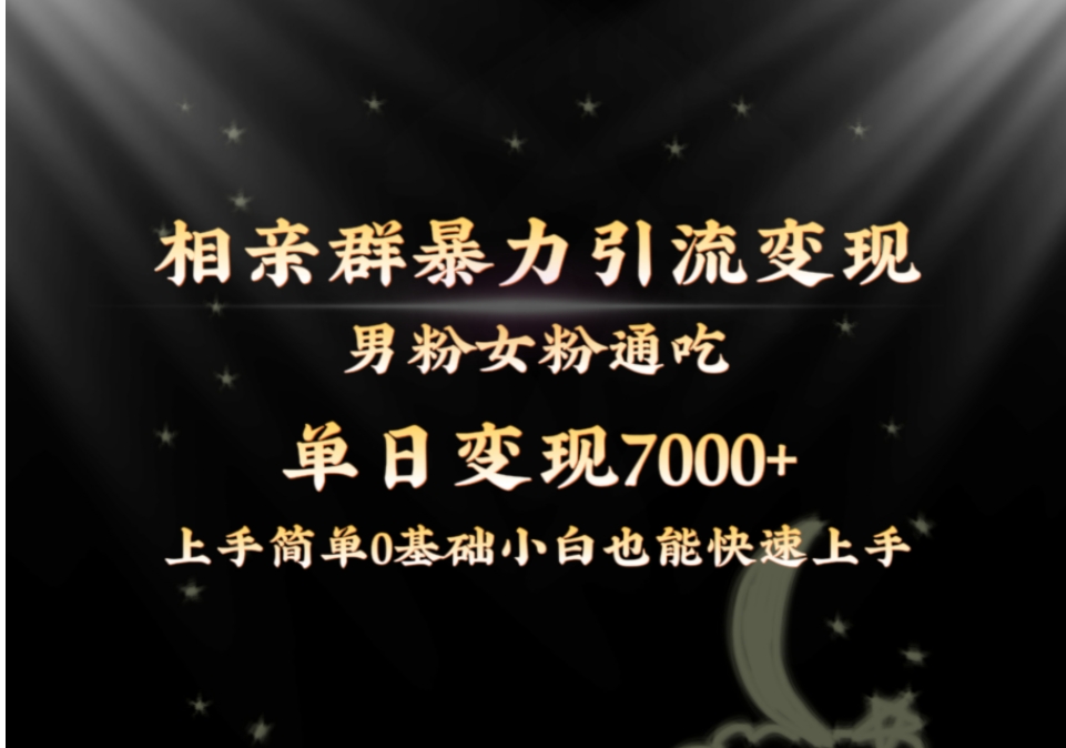 全网首发相亲群暴力引流男粉女粉通吃变现玩法，单日变现7000+保姆教学1.0-十一网创