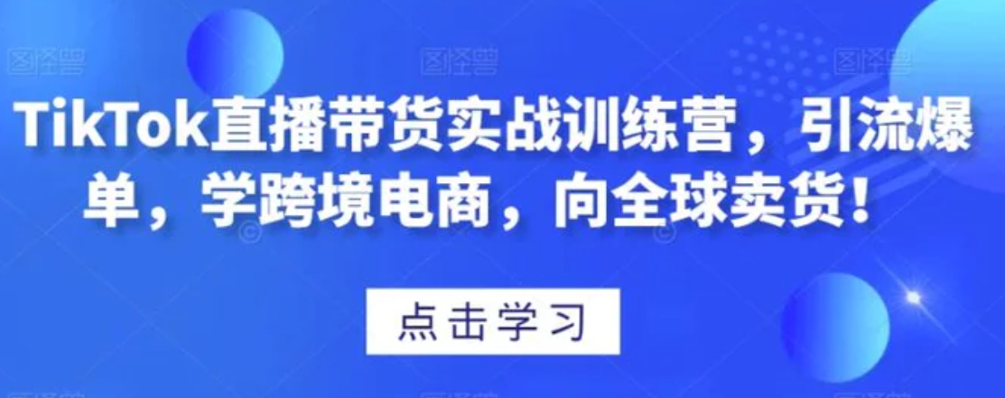 TikTok直播带货实战训练营，引流爆单，学跨境电商，向全球卖货！-十一网创