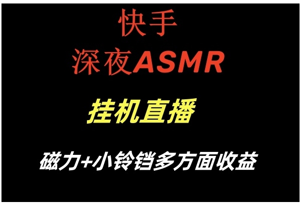 快手深夜ASMR挂机直播磁力+小铃铛多方面收益-十一网创