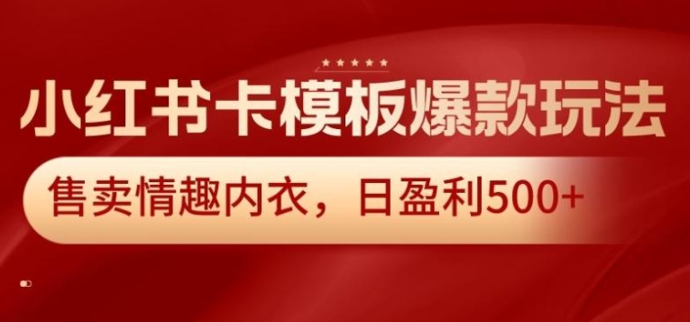 小红书卡模板爆款玩法，售卖情趣内衣，日盈利500+【揭秘】-十一网创