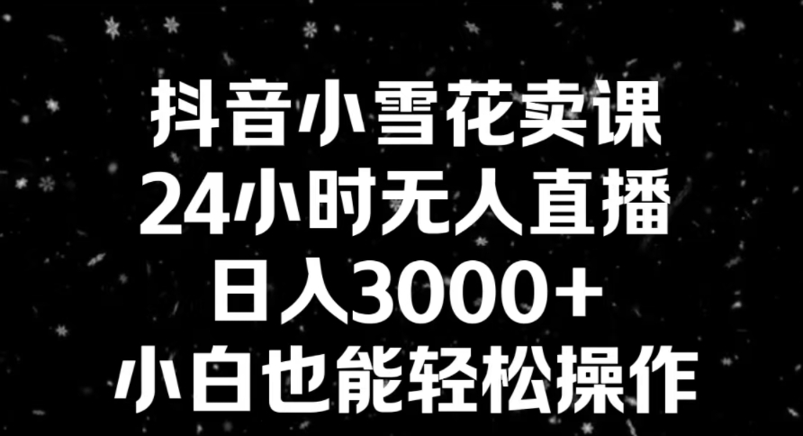 抖音小雪花卖课，24小时无人直播，日入3000+，小白也能轻松操作-十一网创