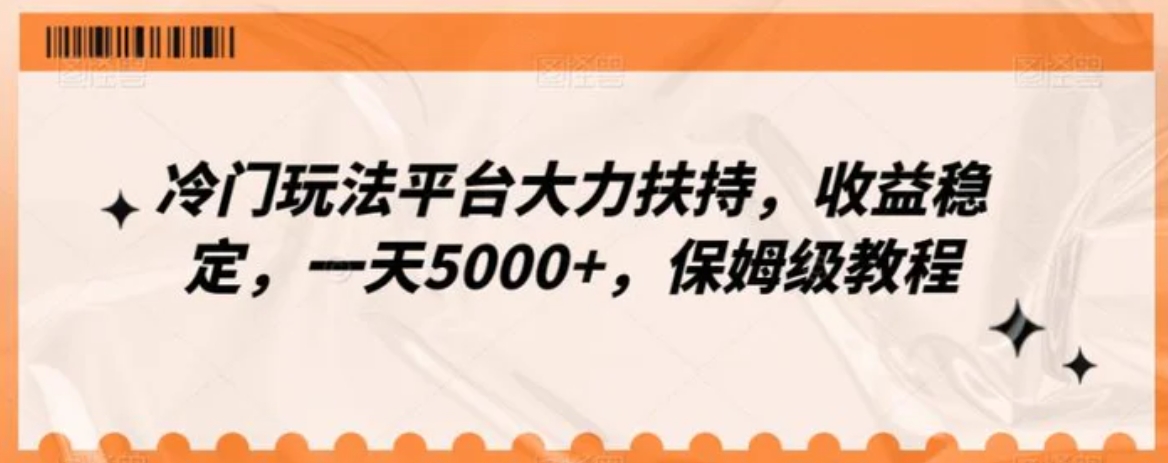 冷门玩法平台大力扶持，收益稳定，一天5000+，保姆级教程-十一网创