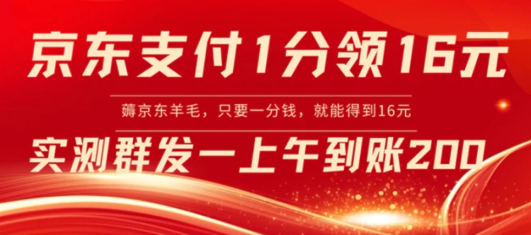 京东支付1分得16元实操到账200-十一网创