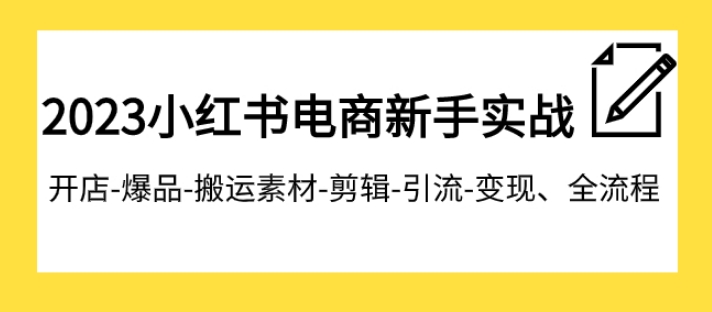 2023小红书电商新手实战课程，开店-爆品-搬运素材-剪辑-引流-变现、全流程-十一网创