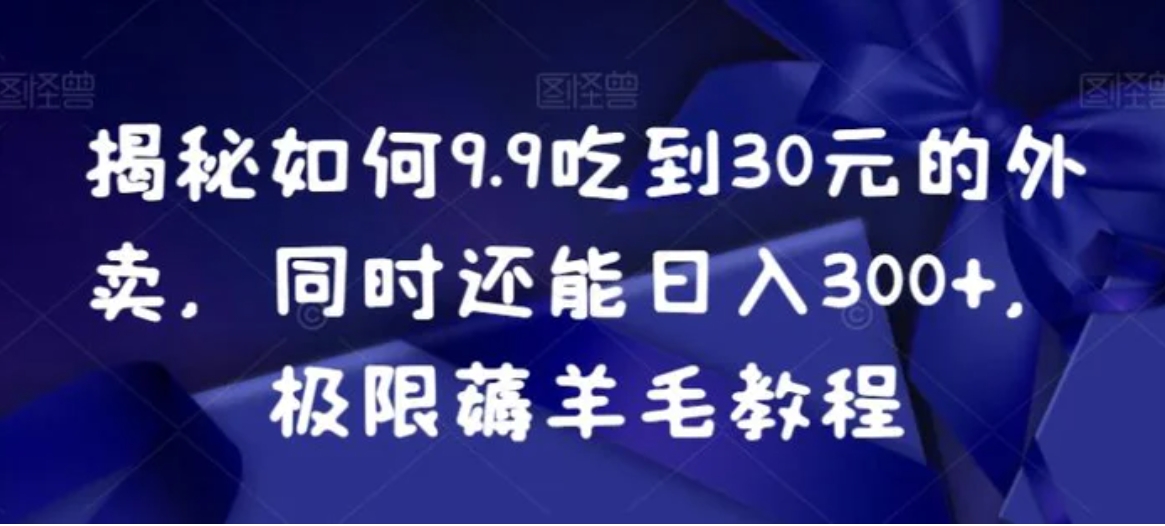 揭秘如何9.9吃到30元的外卖，同时还能日入300+，极限薅羊毛教程-十一网创