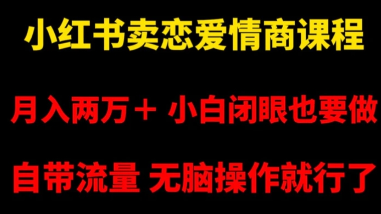 小红书卖恋爱情商课程，月入两万＋，小白闭眼也要做，自带流量，无脑操作就行了【揭秘】-十一网创