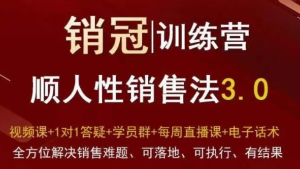 爆款！销冠训练营3.0之顺人性销售法，全方位解决销售难题、可落地、可执行、有结果-十一网创