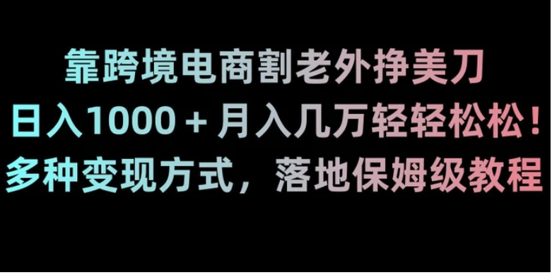 靠跨境电商割老外挣美刀，日入1000＋月入几万轻轻松松！多种变现方式，落地保姆级教程【揭秘】-十一网创