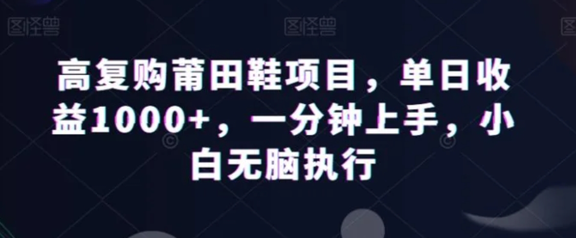 高复购莆田鞋项目，单日收益1000+，一分钟上手，小白无脑执行-十一网创