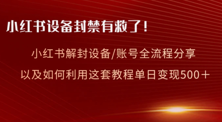 小红书设备及账号解封全流程分享，亲测有效，以及如何利用教程变现-十一网创