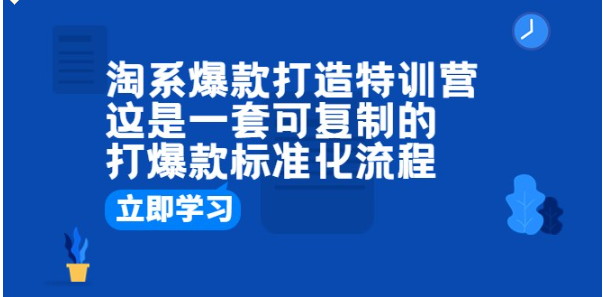 淘系爆款打造特训营：这是一套可复制的打爆款标准化流程-十一网创