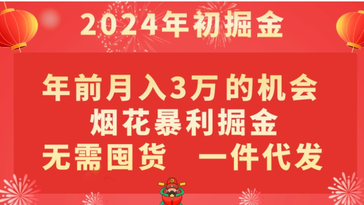 年前月入3万+的机会，烟花暴利掘金，无需囤货，一件代发-十一网创