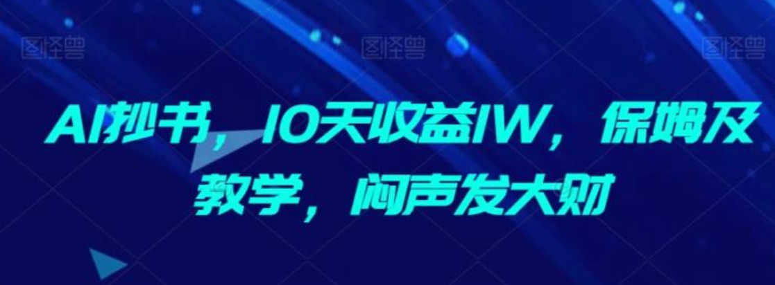 AI抄书，10天收益1W，保姆及教学，闷声发大财-十一网创