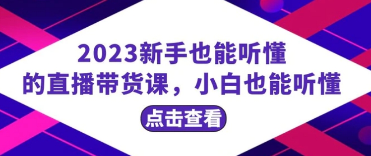 2023新手也能听懂的直播带货课，小白也能听懂，20节完整-十一网创