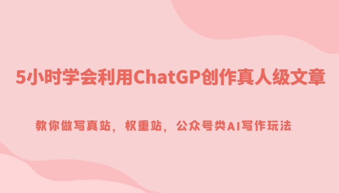 5小时学会利用ChatGP创作真人级文章，教你做写真站，权重站，公众号类AI写作玩法-十一网创