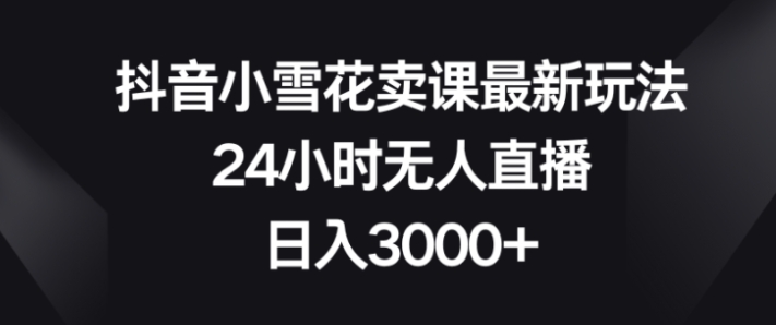 抖音小雪花卖课最新玩法，24小时无人直播，日入3000+-十一网创