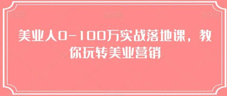 美业人0-100万实战落地课，教你玩转美业营销-十一网创