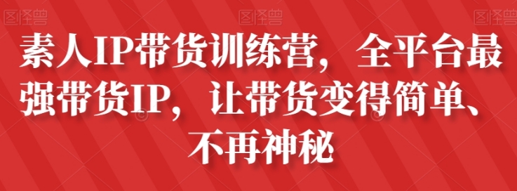 素人IP带货训练营，全平台最强带货IP，让带货变得简单、不再神秘-十一网创