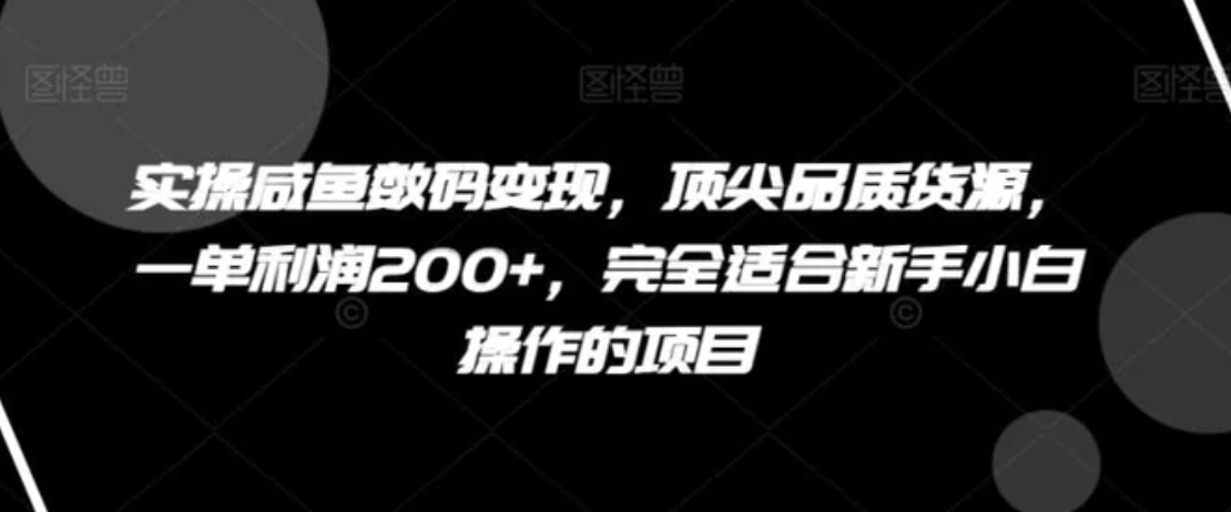 实操咸鱼数码变现，顶尖品质货源，一单利润200+，完全适合新手小白操作的项目【揭秘】-十一网创