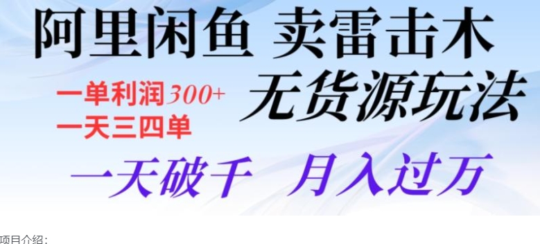 阿里闲鱼卖雷击木无货源玩法，一单利润300+，一天三四单，一天破千，月入过万-十一网创