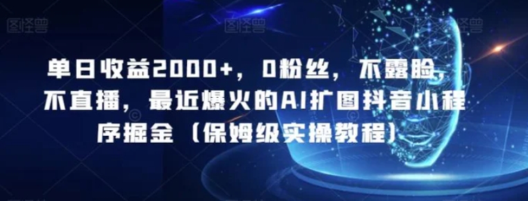 单日收益2000+，0粉丝，不露脸，不直播，最近爆火的AI扩图抖音小程序掘金-十一网创