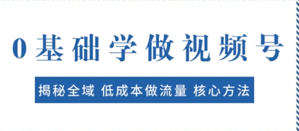 0基础学做视频号：揭秘全域 低成本做流量 核心方法 快速出爆款 轻松变现-十一网创