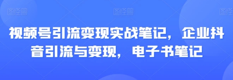 视频号引流变现实战笔记，企业抖音引流与变现，电子书笔记-十一网创