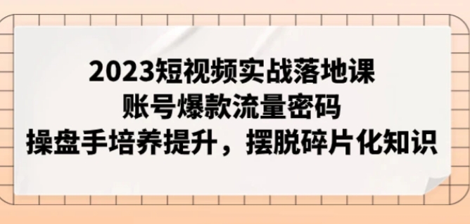 2023短视频实战落地课，账号爆款流量密码，操盘手培养提升，摆脱碎片化知识-十一网创