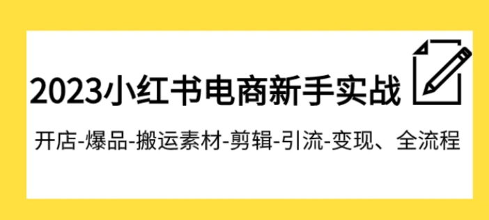 023小红书电商新手实战课程，开店-爆品-搬运素材-剪辑-引流-变现、全流程-十一网创