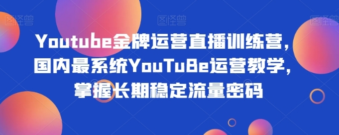 Youtube金牌运营直播训练营，国内最系统YouTuBe运营教学，掌握长期稳定流量密码-十一网创