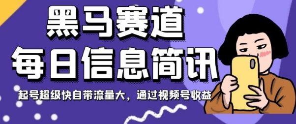 黑马赛道每日信息简讯，起号超级快自带流量大，通过视频号收益【揭秘】-十一网创