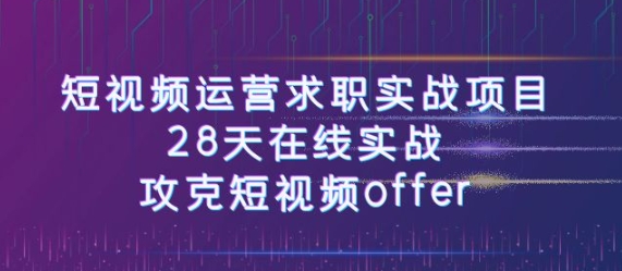 短视频运-营求职实战项目，28天在线实战，攻克短视频offer-十一网创