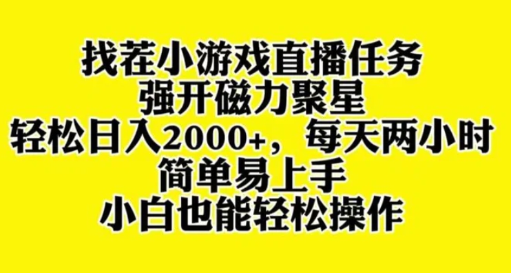 找茬小游戏直播，强开磁力聚星，轻松日入2000+，小白也能轻松上手-十一网创