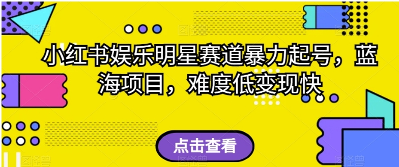 小红书娱乐明星赛道暴力起号，蓝海项目，难度低变现快【揭秘】-十一网创