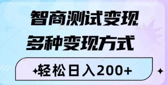 智商测试变现，轻松日入200+，几分钟一个视频，多种变现方式-十一网创