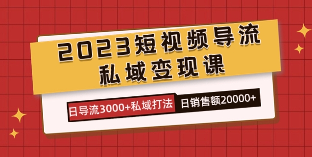 2023短视频导流·私域变现课，日导流3000+私域打法 日销售额2w+-十一网创