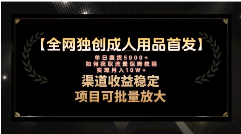 最新全网独创首发，成人用品赛道引流获客，月入10w保姆级教程-十一网创