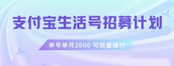 支付宝生活号作者招募计划，单号单月2600，可批量去做，工作室一人一个月轻松1w+【揭秘】-十一网创