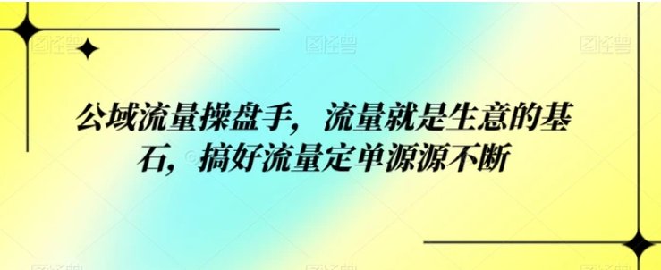 公域流量操盘手，流量就是生意的基石，搞好流量定单源源不断-十一网创