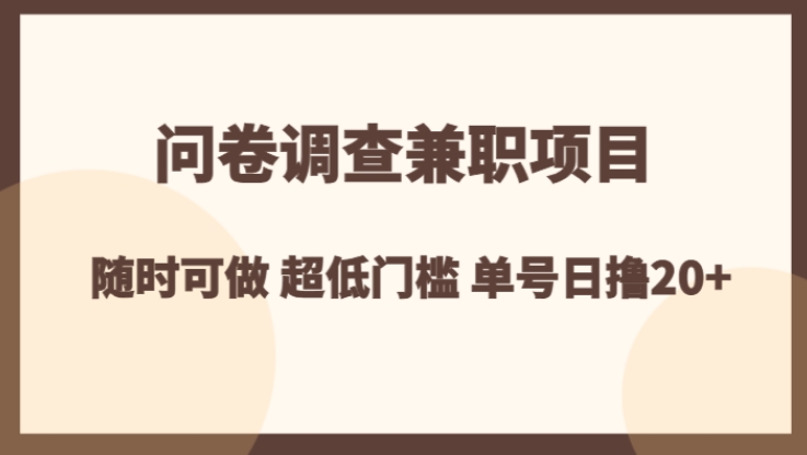 问卷调查兼职项目，随时可做 超低门槛 单号日撸20+-十一网创