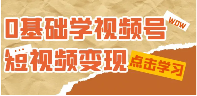 0基础学-视频号短视频变现：适合新人学习的短视频变现课-十一网创