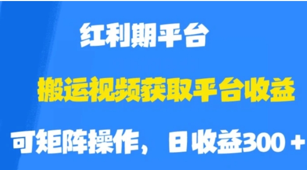 搬运视频获取平台收益，平台红利期，附保姆级教程【揭秘】-十一网创