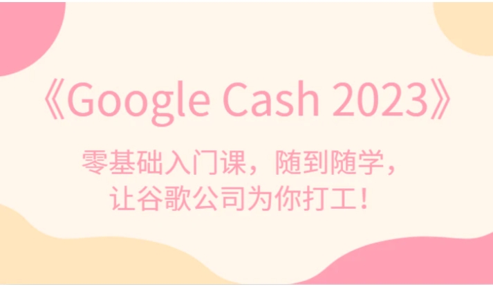 《Google Cash 2023》零基础入门课，随到随学，让谷歌公司为你打工！-十一网创