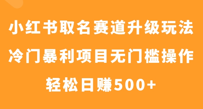 小红书取名赛道升级玩法，冷门暴利项目无门槛操作，轻松日赚500+-十一网创