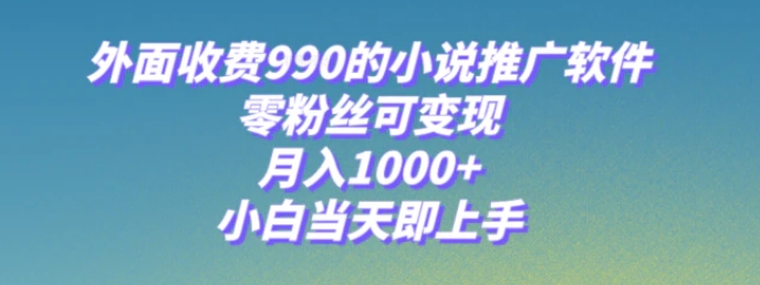 小说推广软件，零粉丝可变现，月入1000+，小白当天即上手【附189G素材】-十一网创