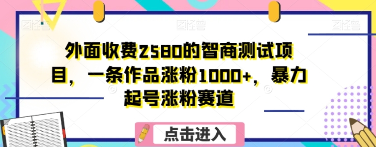 外面收费2580的智商测试项目，一条作品涨粉1000+，暴力起号涨粉赛道【揭秘】-十一网创