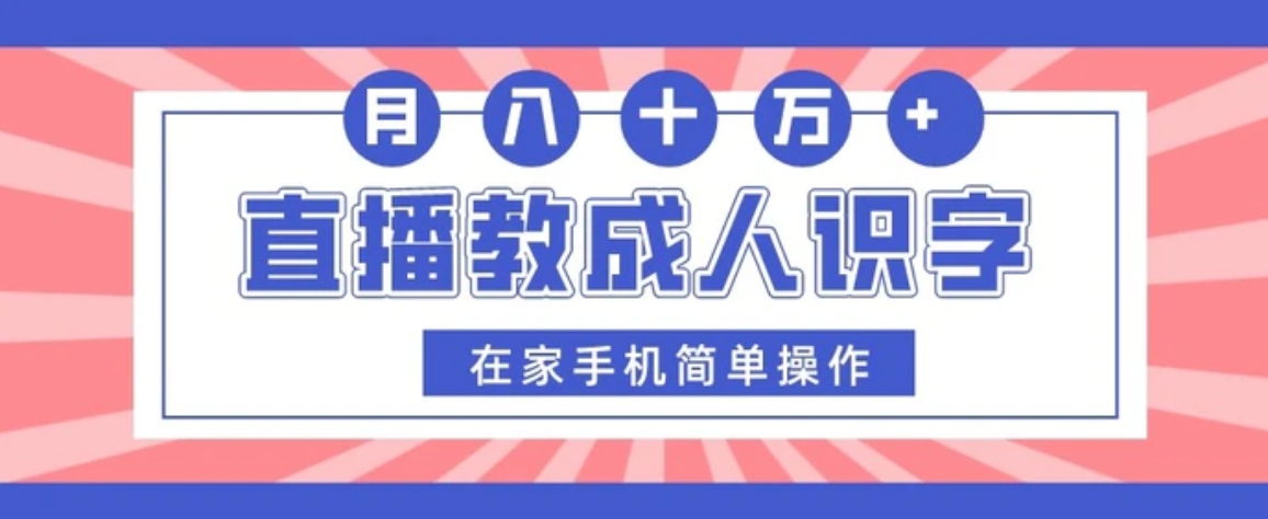 直播教成人识字，在家手机简单操作，月入10万-十一网创