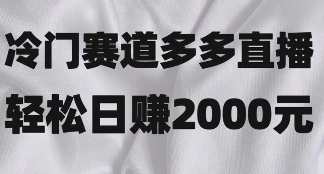 冷门赛道拼多多直播项目，简单念稿子，日收益2000＋-十一网创